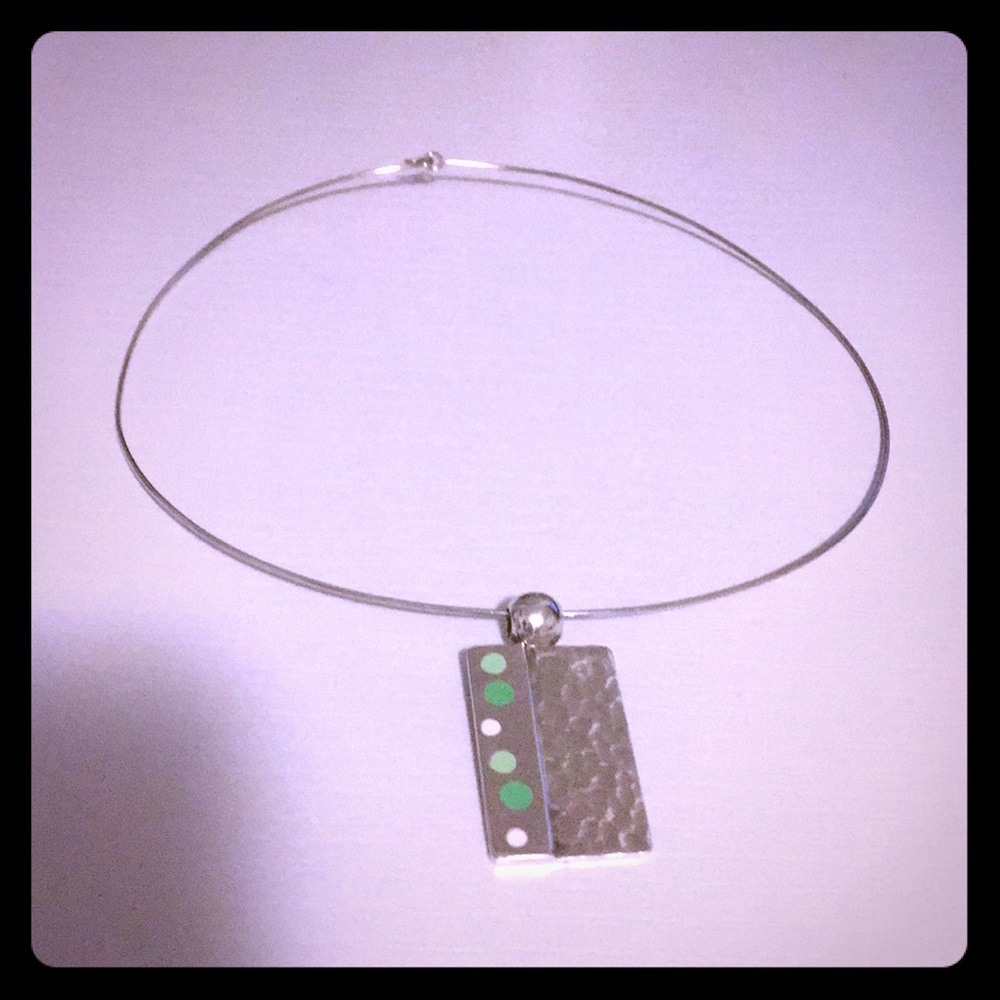 Solid silver 925 pendant and cuff necklace